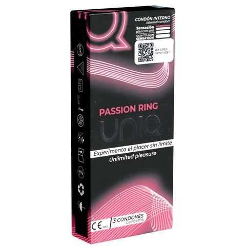 UNIQ Passion Ring lateksiton naistenkondomi 3 kpl